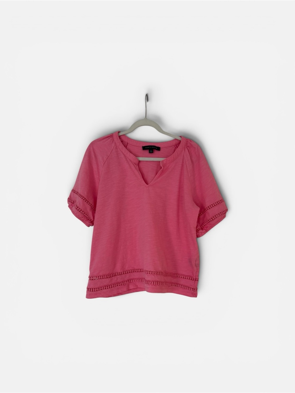 Tommy Hilfiger Pink Split-Neck Cotton Tee